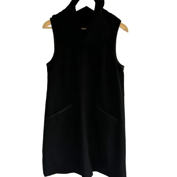 New Theory Abrelia Tailor Wool Shift Dress Size 12 Cowl Neck Pockets Sleeveless - Picture 2 of 11